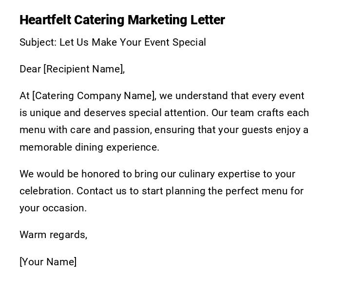 Heartfelt Catering Marketing Letter Heartfelt Catering Marketing Letter