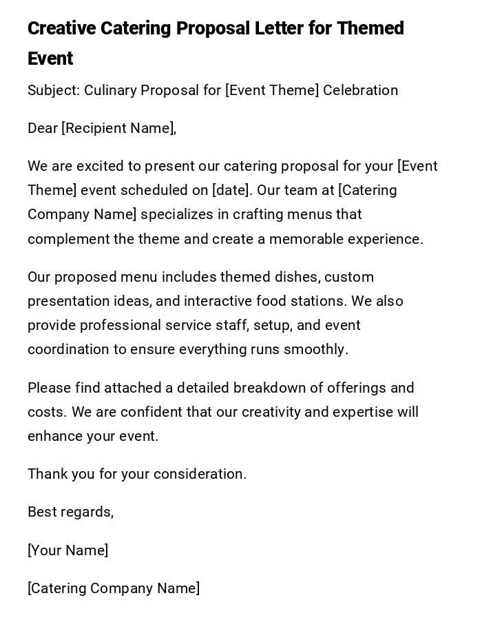 Creative Catering Proposal Letter for Themed Event
