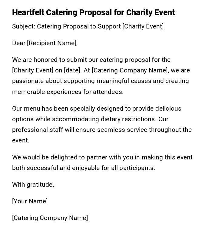Heartfelt Catering Proposal for Charity Event