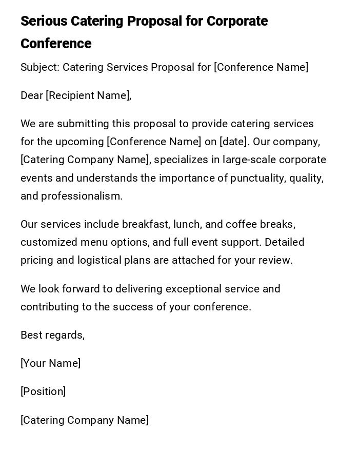 Serious Catering Proposal for Corporate Conference