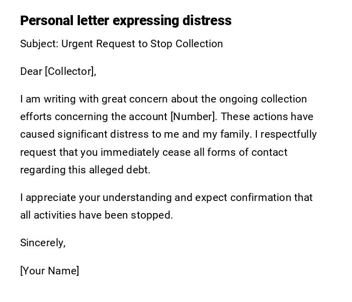 Personal letter expressing distress Personal letter expressing distress