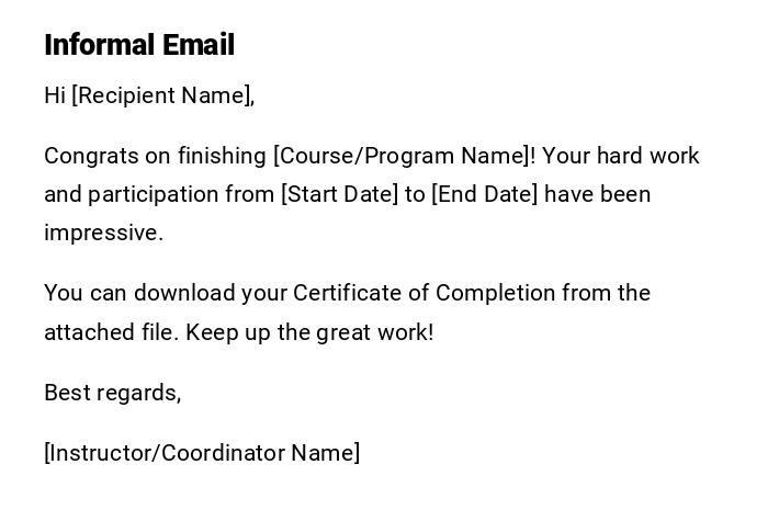 Informal Email Informal Email