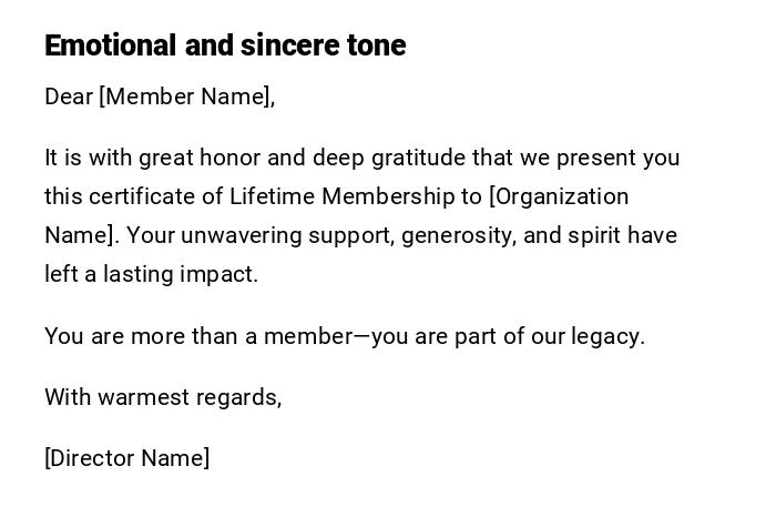 Emotional and sincere tone Emotional and sincere tone