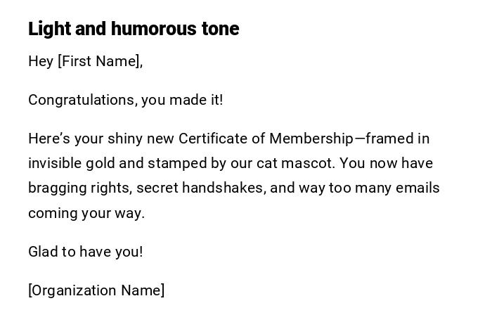 Light and humorous tone Light and humorous tone