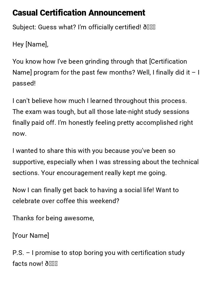 Casual Certification Announcement Casual Certification Announcement