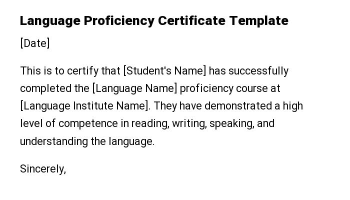 Language Proficiency Certificate Template