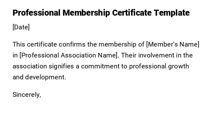 Professional Membership Certificate Template