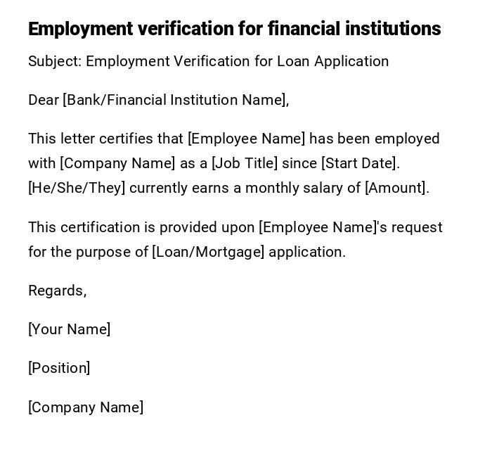 Employment verification for financial institutions Employment verification for financial institutions