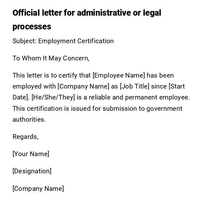 Official letter for administrative or legal processes Official letter for administrative or legal processes