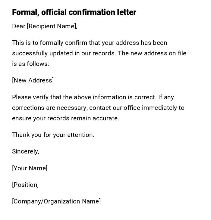 Formal, official confirmation letter Formal, official confirmation letter