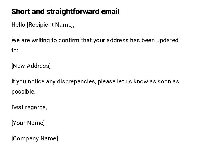 Short and straightforward email Short and straightforward email
