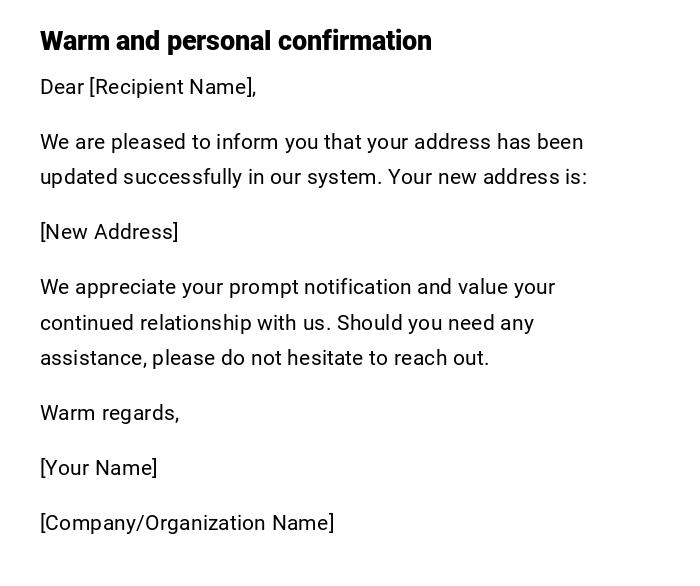 Warm and personal confirmation Warm and personal confirmation
