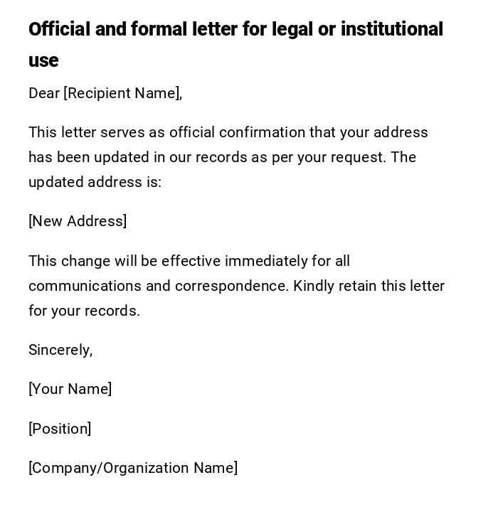 Official and formal letter for legal or institutional use Official and formal letter for legal or institutional use