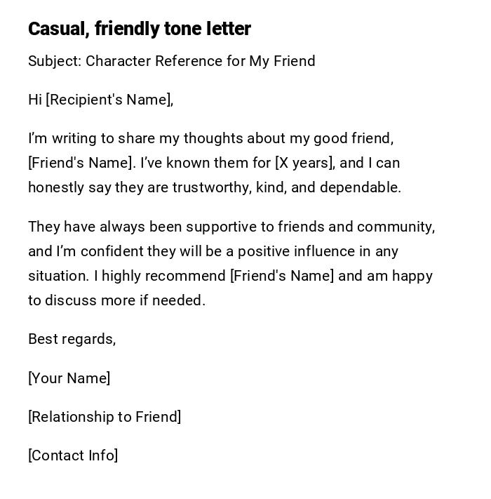 Casual, friendly tone letter Casual, friendly tone letter