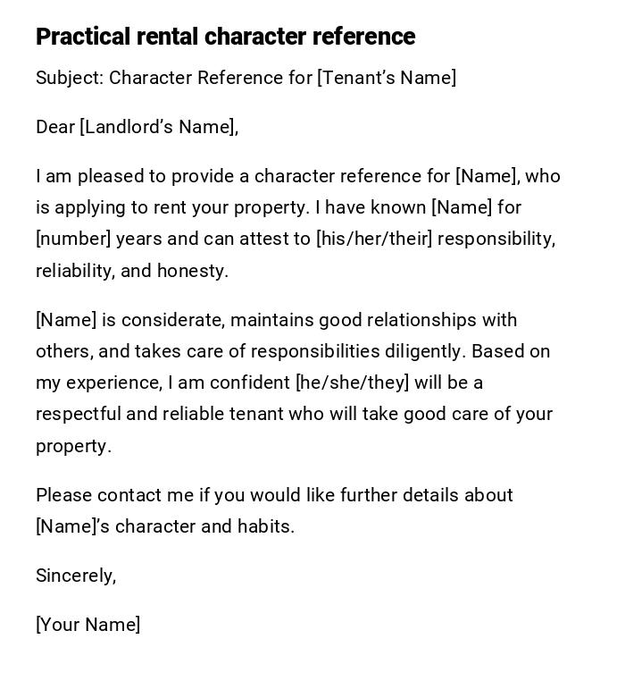 Practical rental character reference Practical rental character reference
