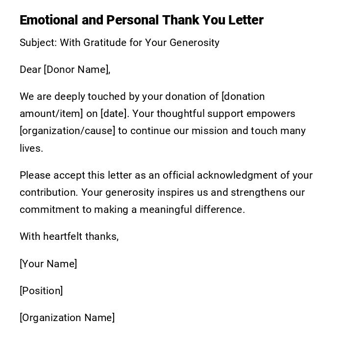 Emotional and Personal Thank You Letter Emotional and Personal Thank You Letter