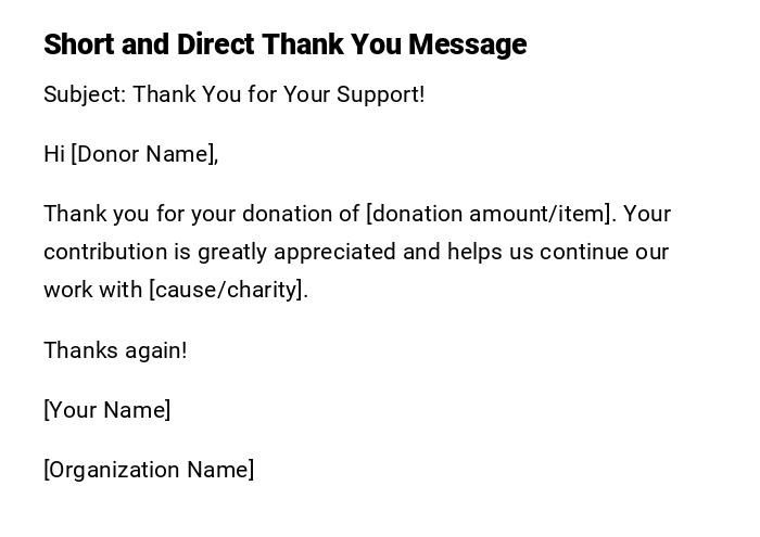 Short and Direct Thank You Message Short and Direct Thank You Message