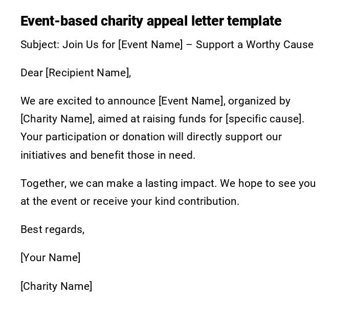Event-based charity appeal letter template Event-based charity appeal letter template