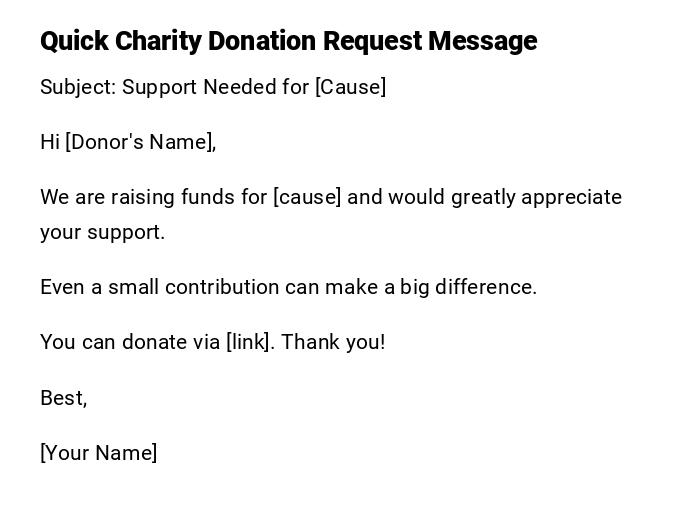 Quick Charity Donation Request Message Quick Charity Donation Request Message