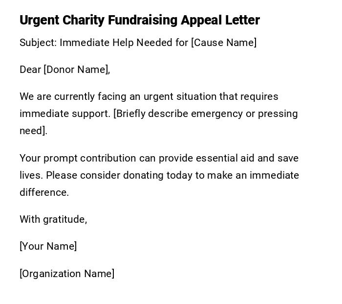 Urgent Charity Fundraising Appeal Letter Urgent Charity Fundraising Appeal Letter