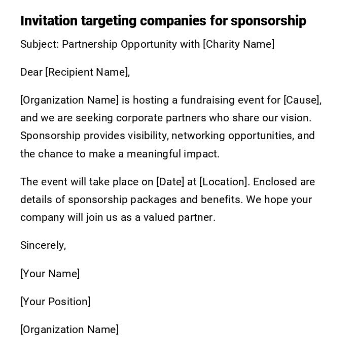 Invitation targeting companies for sponsorship Invitation targeting companies for sponsorship