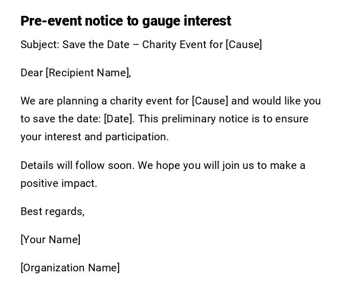 Pre-event notice to gauge interest Pre-event notice to gauge interest