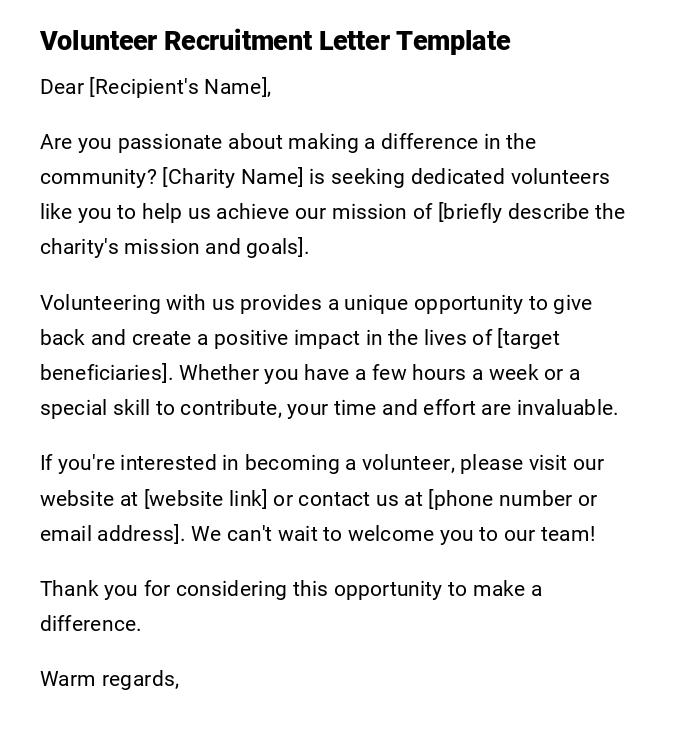 Volunteer Recruitment Letter Template