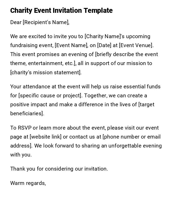 Charity Event Invitation Template