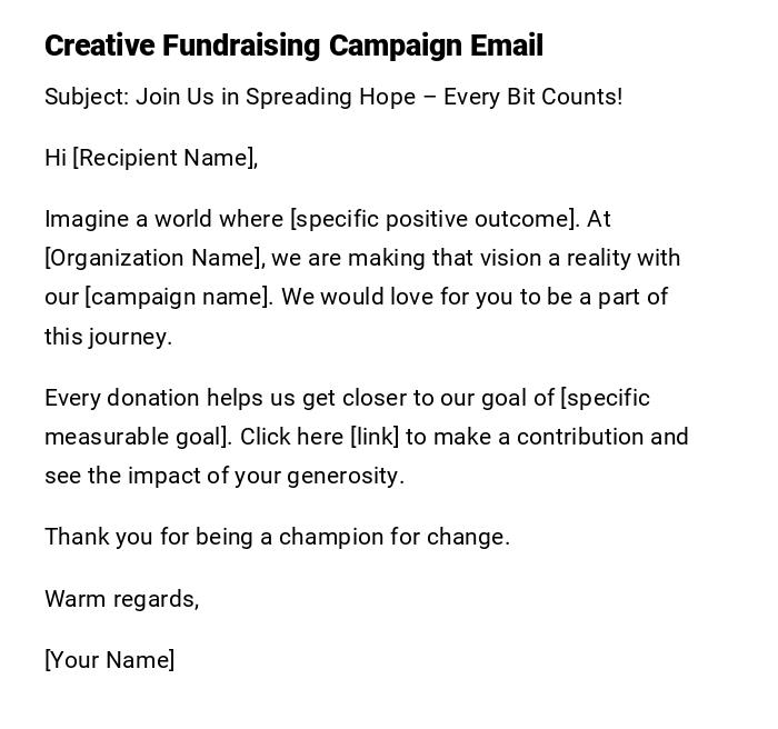 Creative Fundraising Campaign Email Creative Fundraising Campaign Email