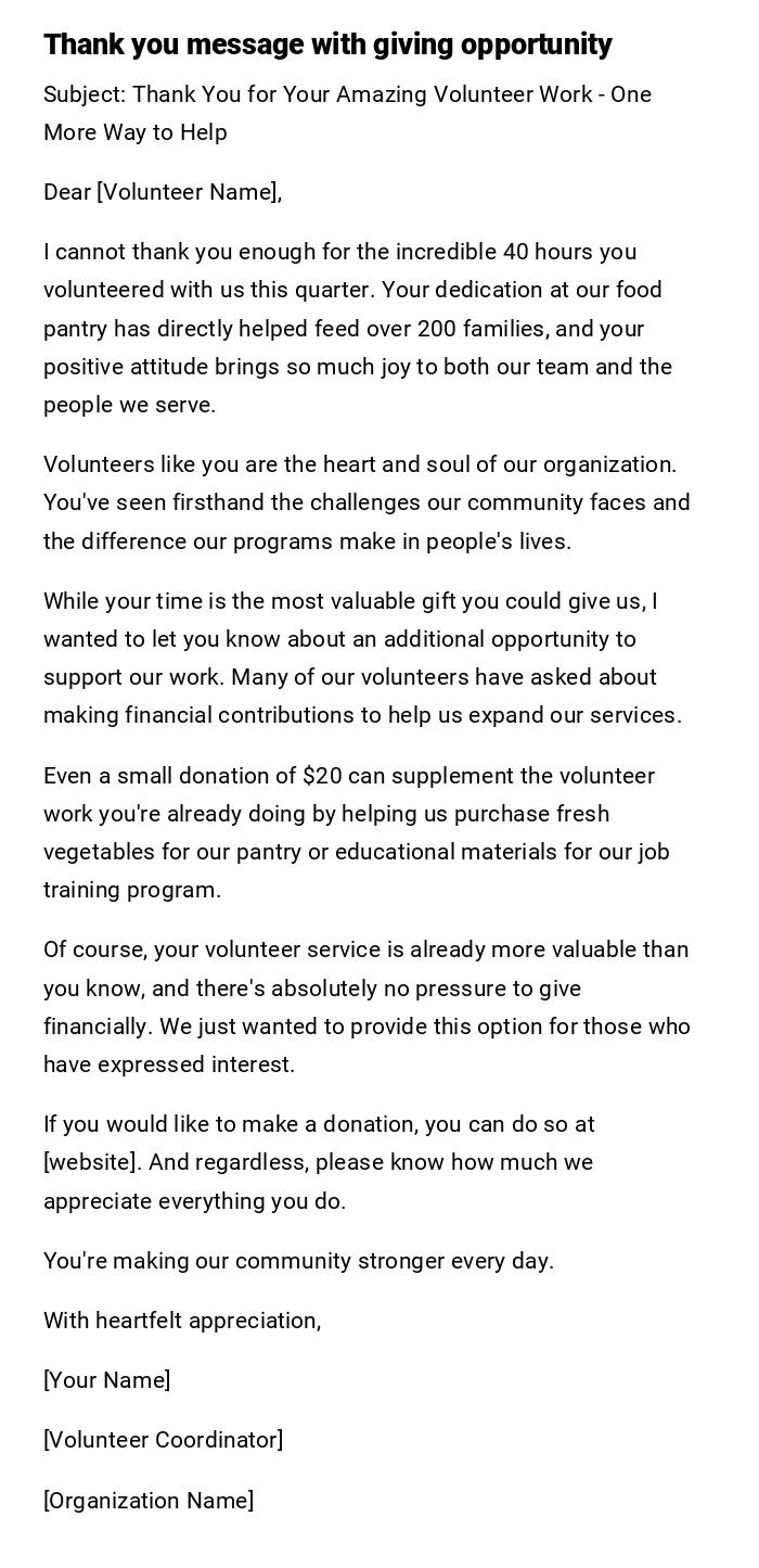 Thank you message with giving opportunity Thank you message with giving opportunity