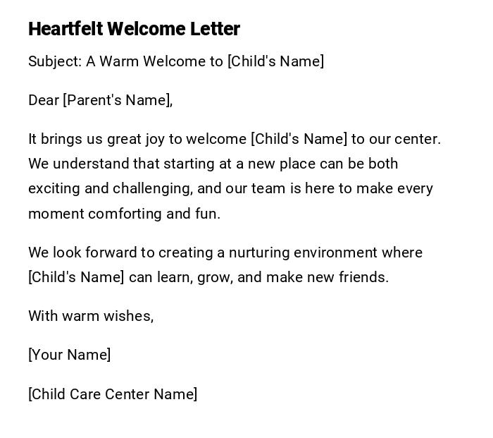 Heartfelt Welcome Letter