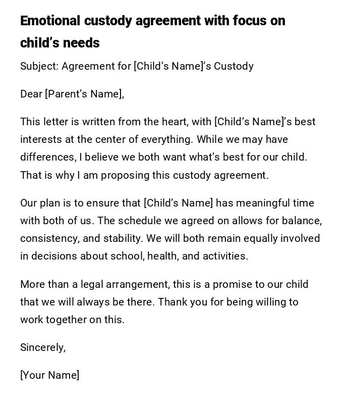 Emotional custody agreement with focus on child’s needs Emotional custody agreement with focus on child’s needs