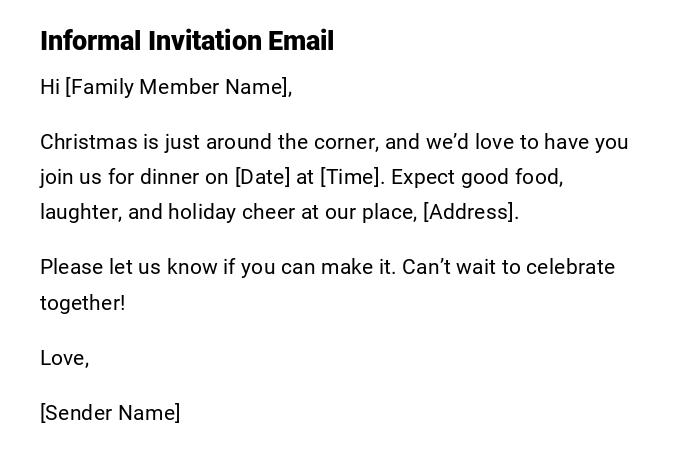 Informal Invitation Email Informal Invitation Email