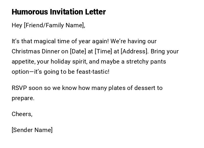 Humorous Invitation Letter Humorous Invitation Letter