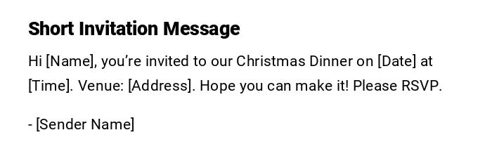 Short Invitation Message Short Invitation Message