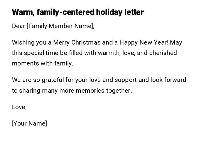 Warm, family-centered holiday letter Warm, family-centered holiday letter