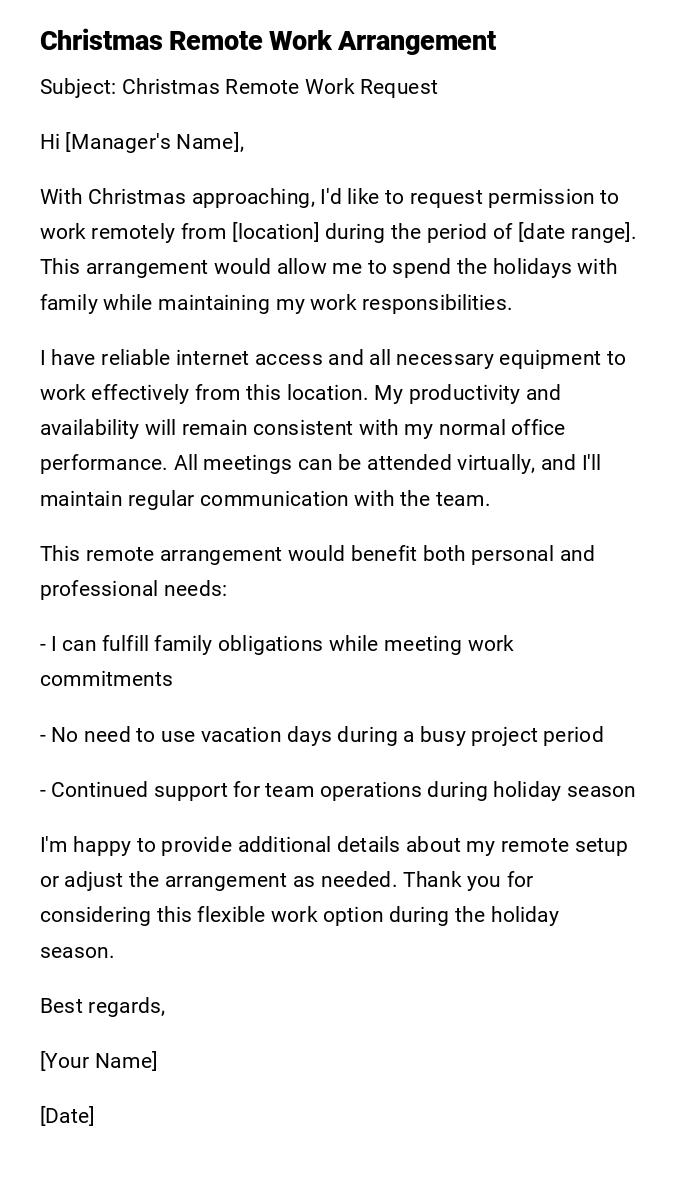 Christmas Remote Work Arrangement Christmas Remote Work Arrangement