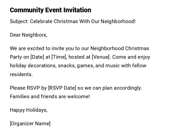 Community Event Invitation Community Event Invitation