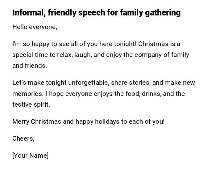 Informal, friendly speech for family gathering