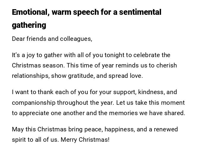 Emotional, warm speech for a sentimental gathering