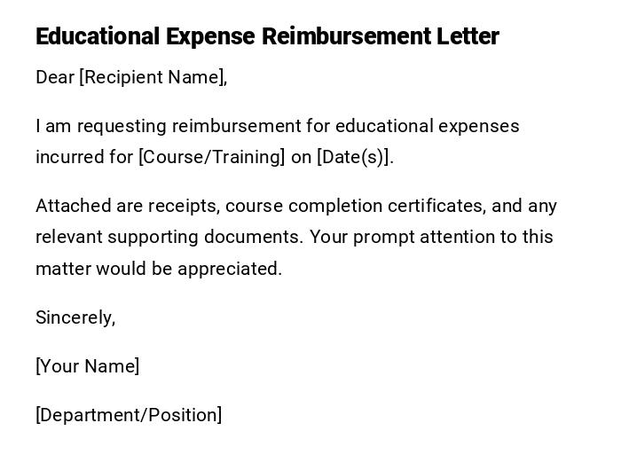 Educational Expense Reimbursement Letter