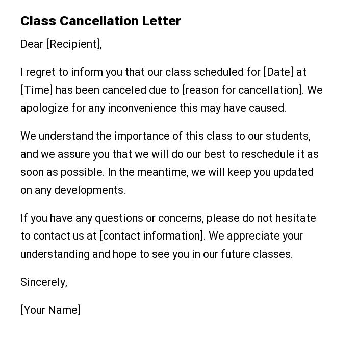 Class Cancellation Letter