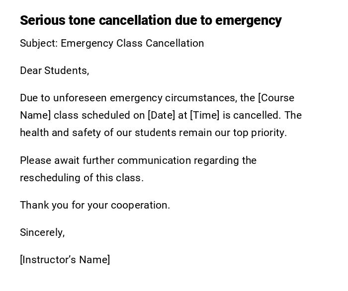 Serious tone cancellation due to emergency Serious tone cancellation due to emergency