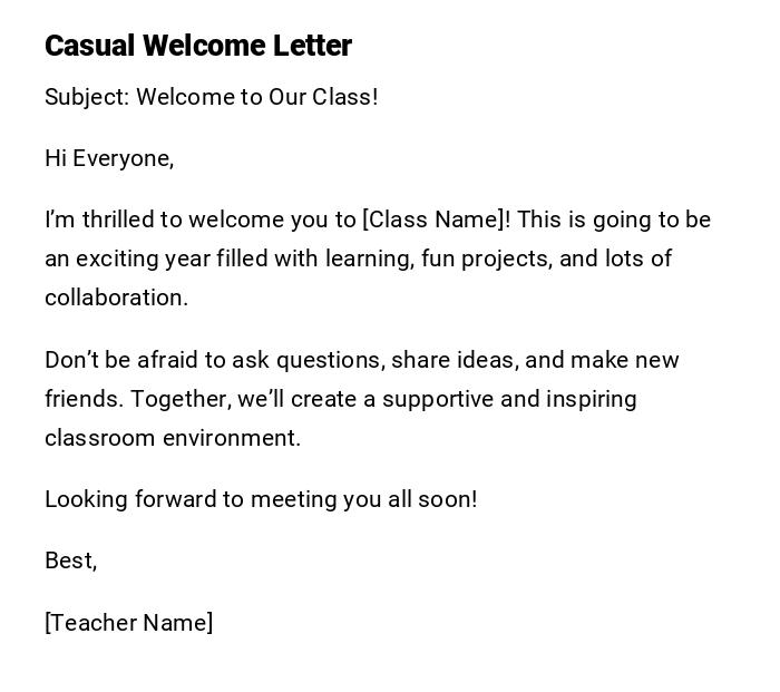 Casual Welcome Letter