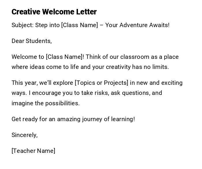 Creative Welcome Letter