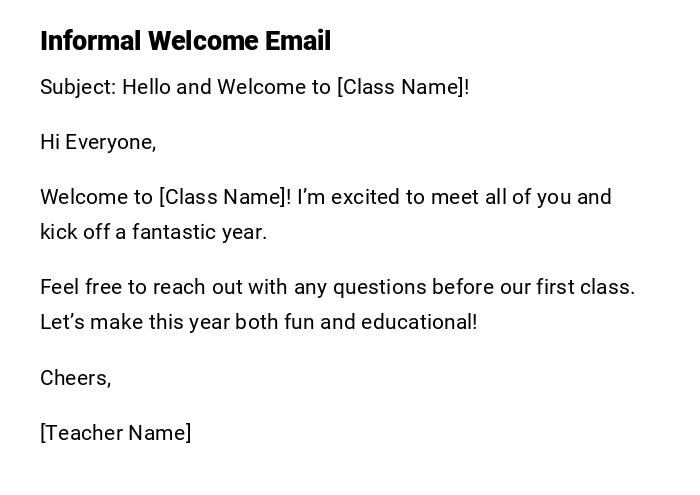 Informal Welcome Email
