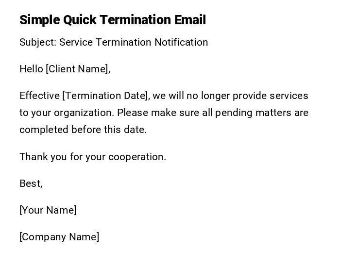 Simple Quick Termination Email Simple Quick Termination Email