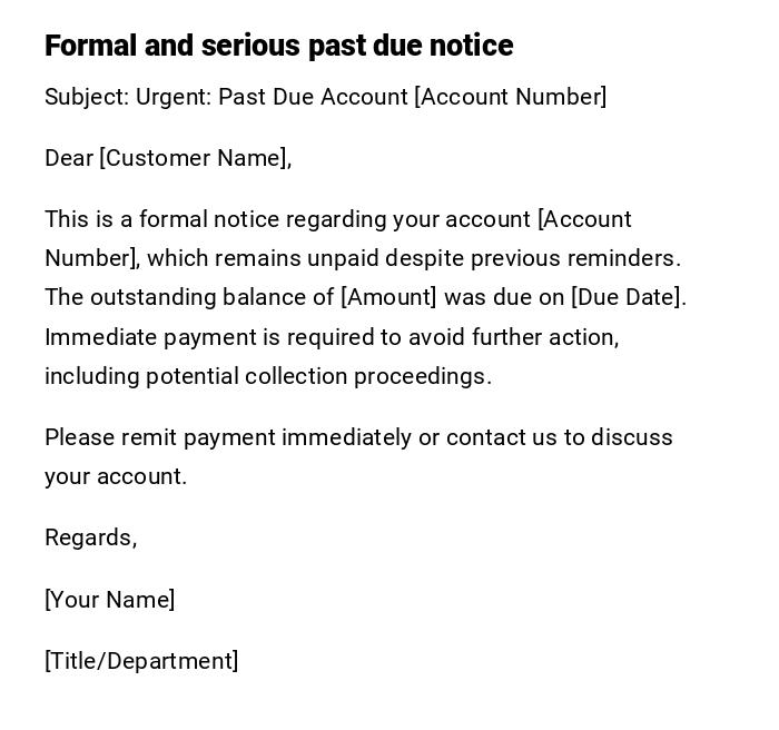 Formal and serious past due notice