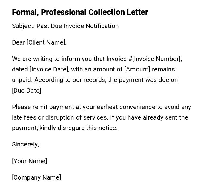 Formal, Professional Collection Letter