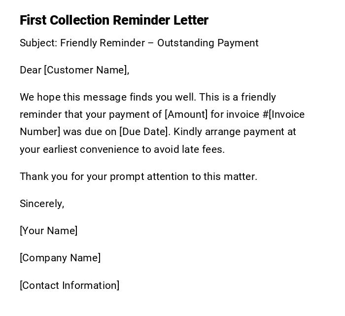 First Collection Reminder Letter